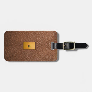 Masculine Brown Leather Look Luggage Tag