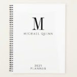 Masculine Business ProfessionaI Monogram  Planner<br><div class="desc">A modern masculine black name and initial monogram on white,  for your business planner with an Industrial Roman modern typeface. Add a special handwritten note with your own name logo. Simple and minimalist style. Order in larger quantities for greater savings.</div>