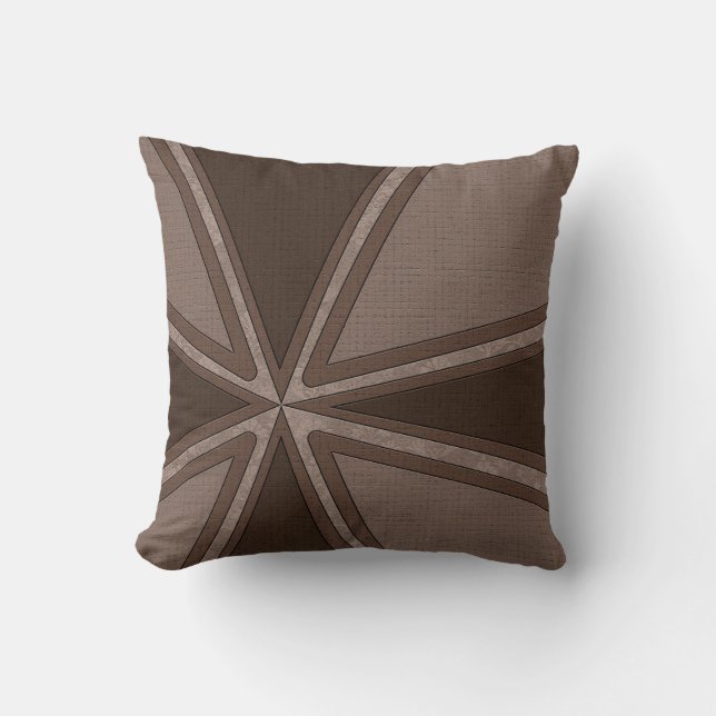 Masculine Dark Brown Contemporary Pattern Cushion (Front)
