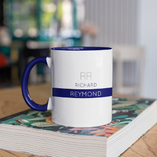 masculine elegant typography name on blue mug