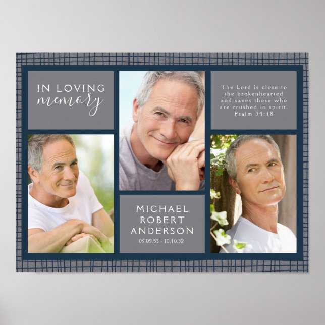 Masculine Funeral Welcome Sign in Loving Memory (Front)