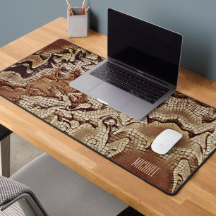 Masculine Gamer Personalised Mosaic Brown Desk Mat