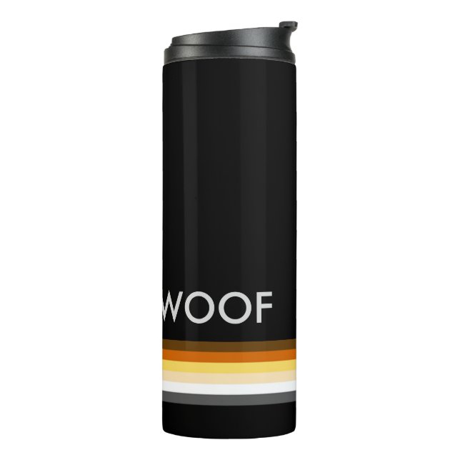 Masculine Gay Bears Pride Flag WOOF Thermal Tumbler (Rotated Left)