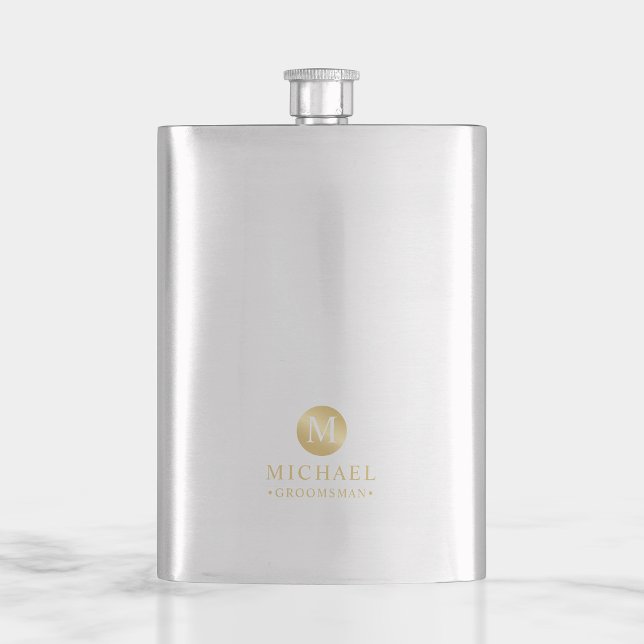 Masculine Gold Personalised Groomsmen Hip Flask (Creator Uploaded)
