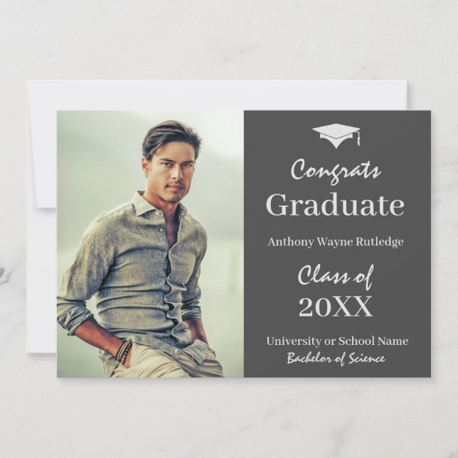 Masculine Graduate Photo Announcement and Party (Front)