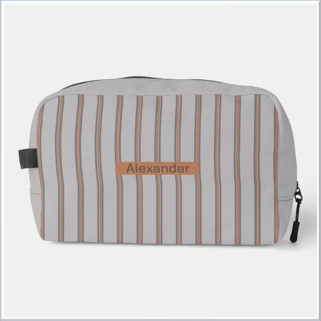 Masculine Grey & Warm Red Stripe Dopp Kit (Creator Uploaded)