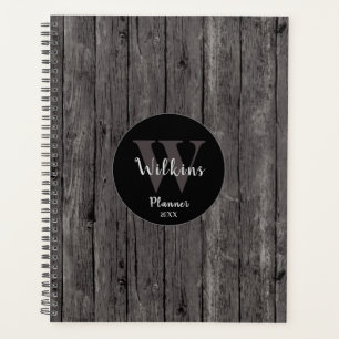 Masculine Grey Wood Rustic Minimalist Design Planner