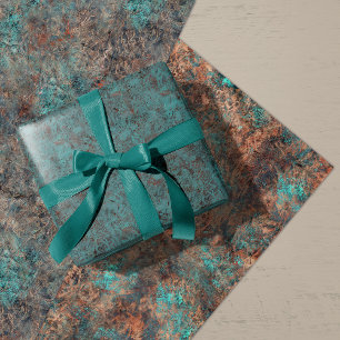 Masculine Hand Printed Rusty Patina Design Wrappin Wrapping Paper Sheet