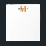 Masculine Initial/Name Monogram Orange and Blue Notepad<br><div class="desc">Personalise this note pad for yourself or as a gift! Add your name using the easy template form. Select "customise further" to change fonts or colours.</div>