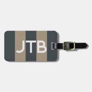 Masculine Minimalist Striped Monogram Luggage Tag