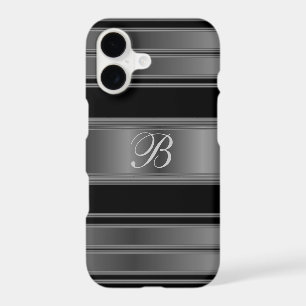 Masculine Monogram Black Metallic Steel