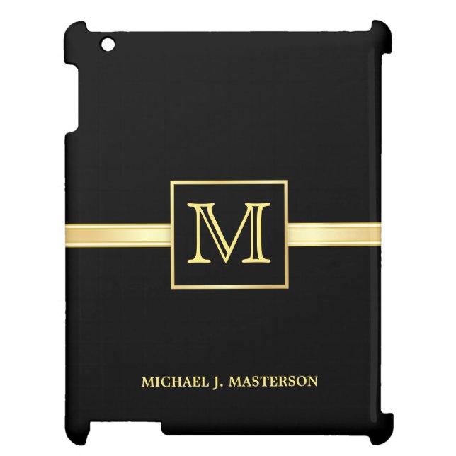 Masculine Monogram Executive Gold iPad Mini Case (Back)