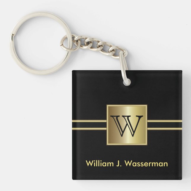 Masculine Monogram Executive Key Ring (Front)