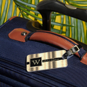 Masculine Monogram Executive Style - Faux Gold Luggage Tag
