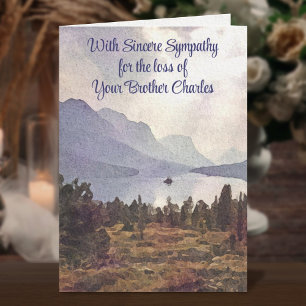 Masculine Mountain Lake Personalised Sympathy Card