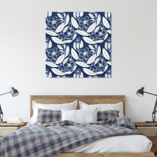 Masculine Navy Blue Effect Indigo Floral Print