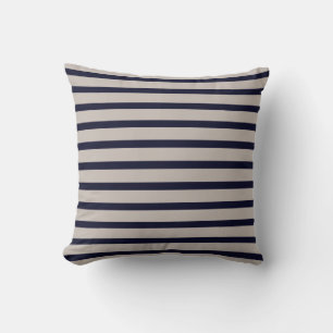 Masculine navy grey stripe decorative pillow