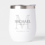 Masculine Personalised Monogram and Name Groomsmen<br><div class="desc">Add a personal touch to your wedding with personalised groomsmen gift.
This design features personalised groomsman's name with title in grey and monogram in light grey as background,  in classic serif font style on white background.

Also perfect for best man,  father of the bride,  ring bearer and more.</div>