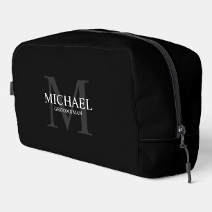 Masculine Personalised Monogram and Name Groomsmen Dopp Kit