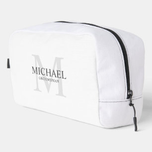 Masculine Personalised Monogram and Name Groomsmen Dopp Kit