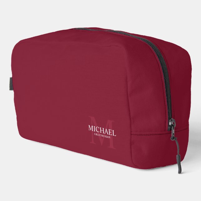 Masculine Personalised Monogram and Name Groomsmen Dopp Kit (Right Corner)