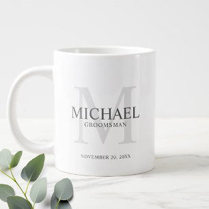 Masculine Personalised Monogram and Name Groomsmen Large Coffee Mug