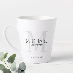 Masculine Personalised Monogram and Name Groomsmen Latte Mug
