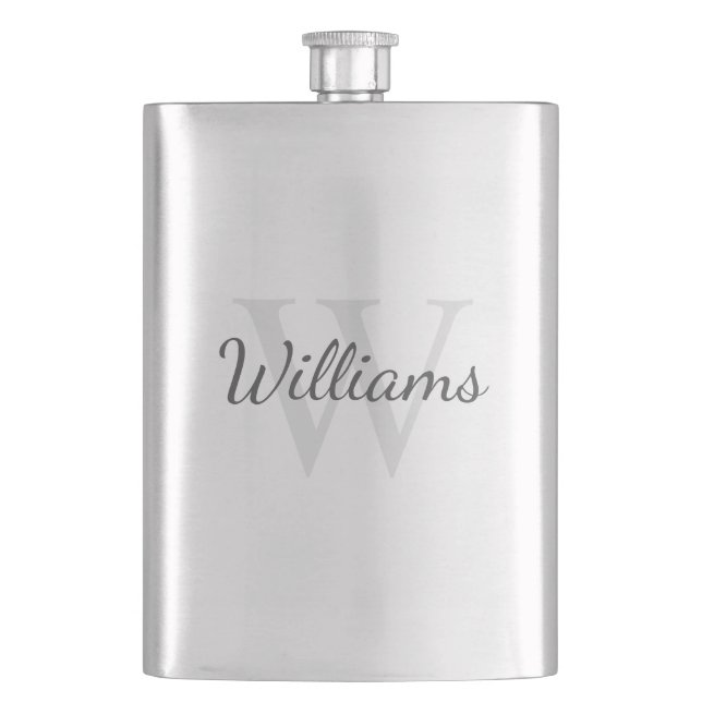 Masculine Personalised Monogram and Name Hip Flask (Front)