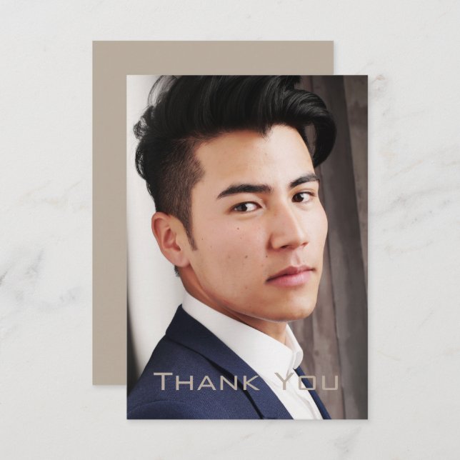 Masculine Photo Flat Thank You Card (Front/Back)