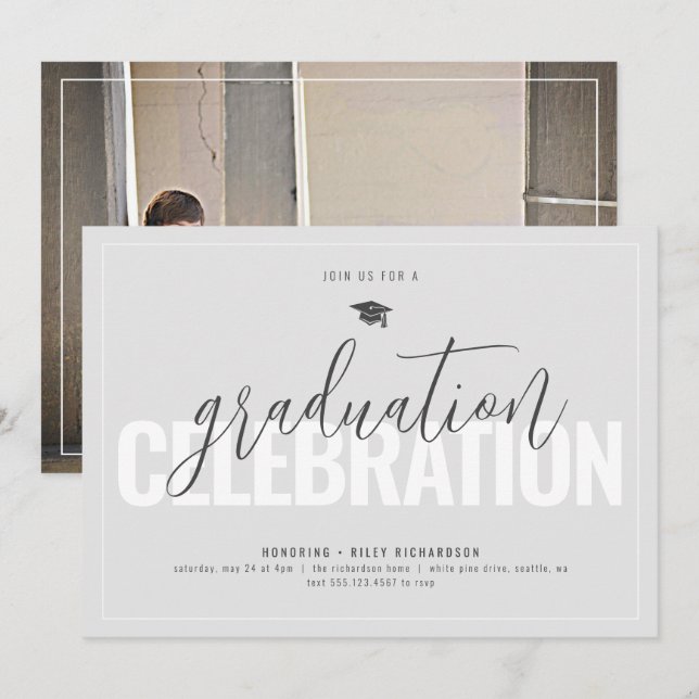 Masculine Photo Graduation Party Invitation (Front/Back)