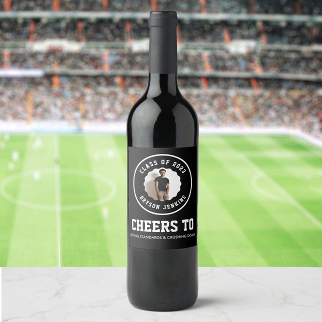 Masculine Photo Graduation Wine Label (Creator Uploaded)