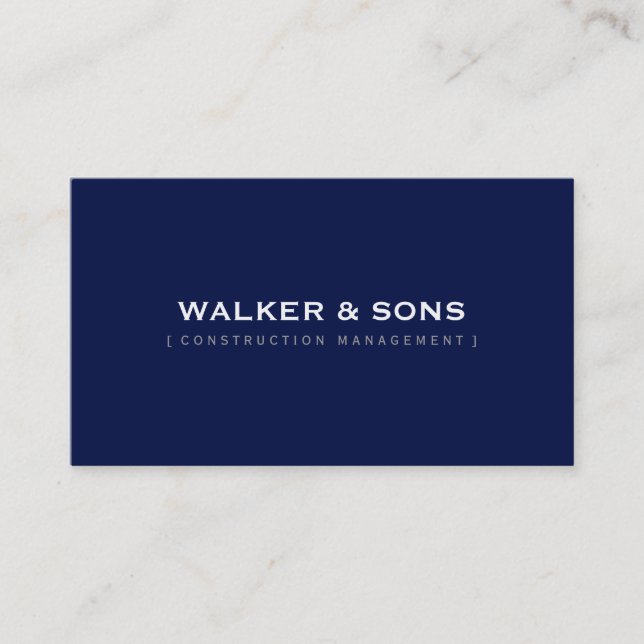 MASCULINE plain simple smart dark navy blue Business Card (Front)