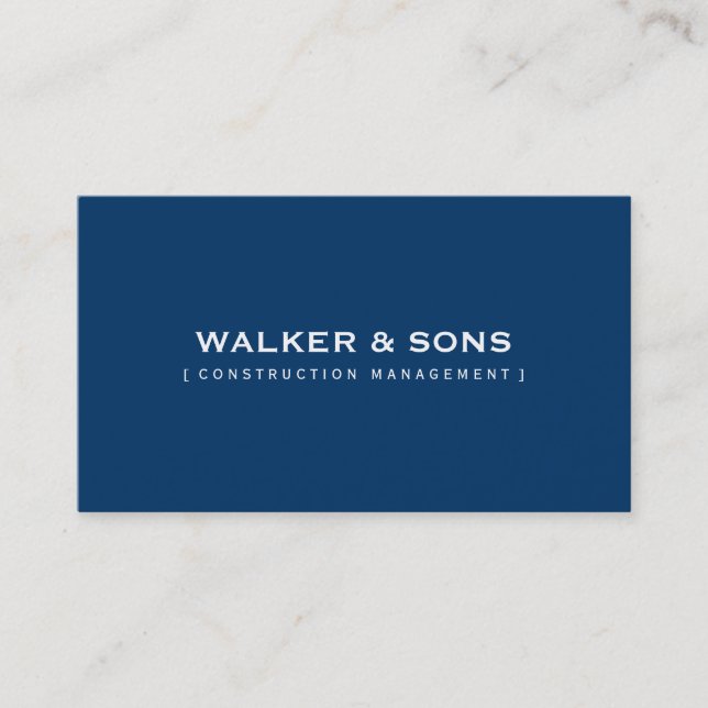 MASCULINE plain simple smart royal blue Business Card (Front)