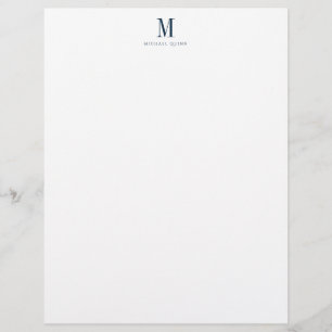 Masculine Professional Navy Blue Monogram Custom Letterhead