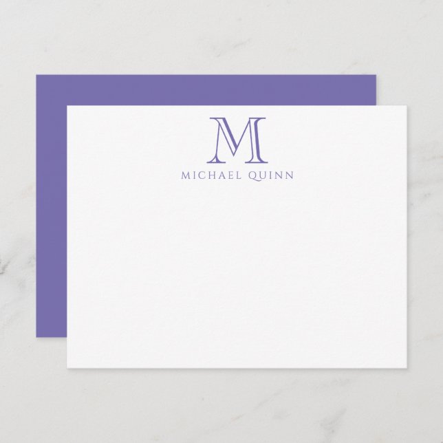 Masculine Purple Initials Name Monogram Purple Card (Front/Back)
