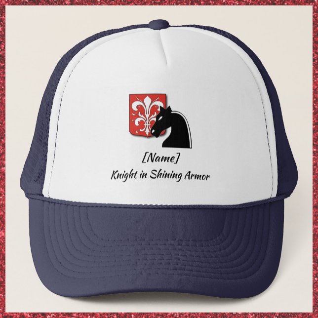 Masculine Red and Black Knight in Shining Armour Trucker Hat (Creator Uploaded)