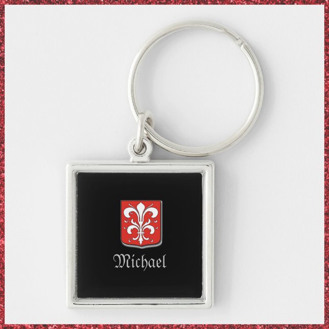 Masculine Red and Black Mediaeval Knight Shield Key Ring (Creator Uploaded)