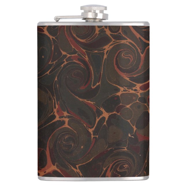 Masculine Retro Swirly Art Hip Flask (Front)