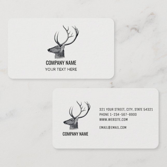 Masculine Rustic Deer Head  Business Card (Front/Back)