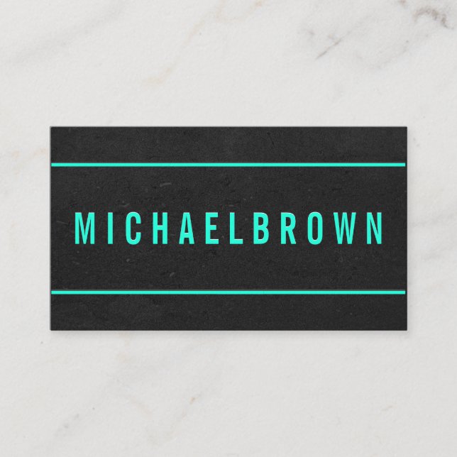 Masculine Teal Text on Dark Grey Background Business Card (Front)