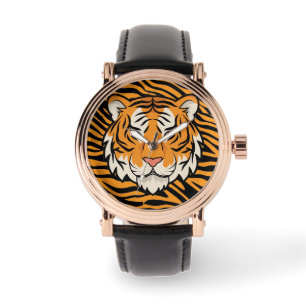Masculine, Tiger Face ,Tiger Skin Background Watch