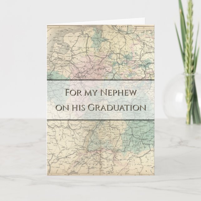 Masculine Vintage Maps Graduation Card (Front)