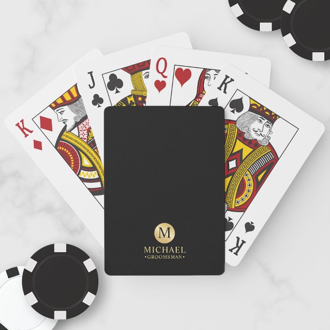 Masculine White and Gold Personalised Groomsmen Pl Playing Cards (Creator Uploaded)