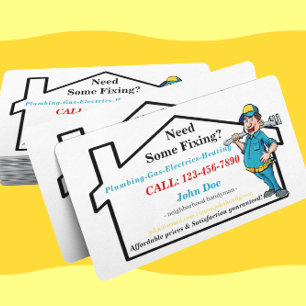 Masculine Worker Icon Neighbourhood Handyman Business Card