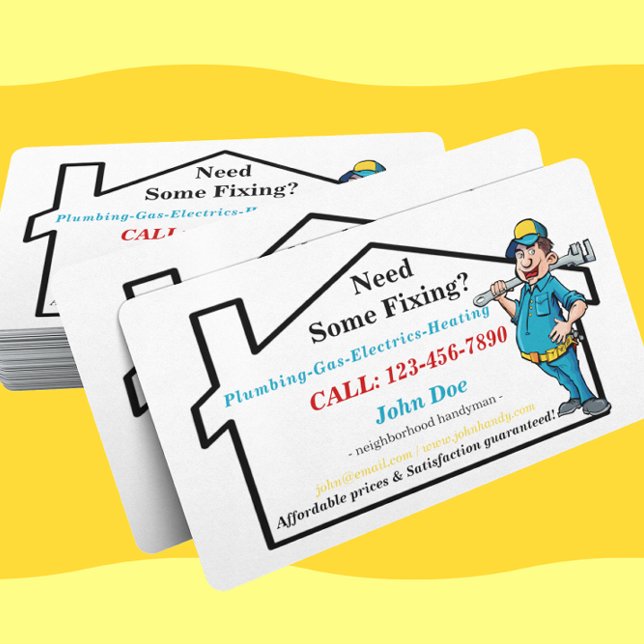 Masculine Worker Icon Neighbourhood Handyman Business Card (Creator Uploaded)