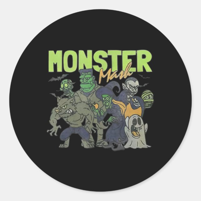 Mash Vintage Ghost Halloween Funny  Classic Round Sticker (Front)