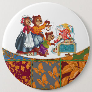 Masha and 3 bears 6 cm round badge