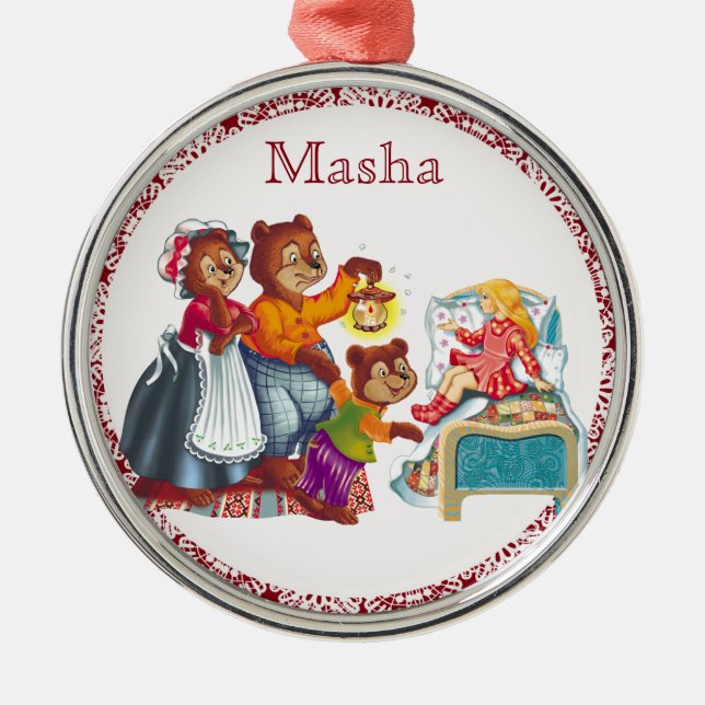Masha and 3 bears metal tree decoration (Front)