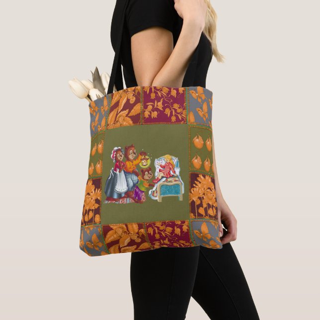 Masha and 3 fairy-tale bears tote bag (Close Up)