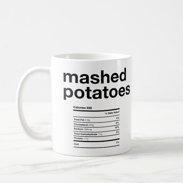Mashed Potatoes Nutrition Information Coffee Mug (Left)
